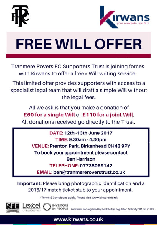 Tranmere Trust & Kirwans Legacy Scheme