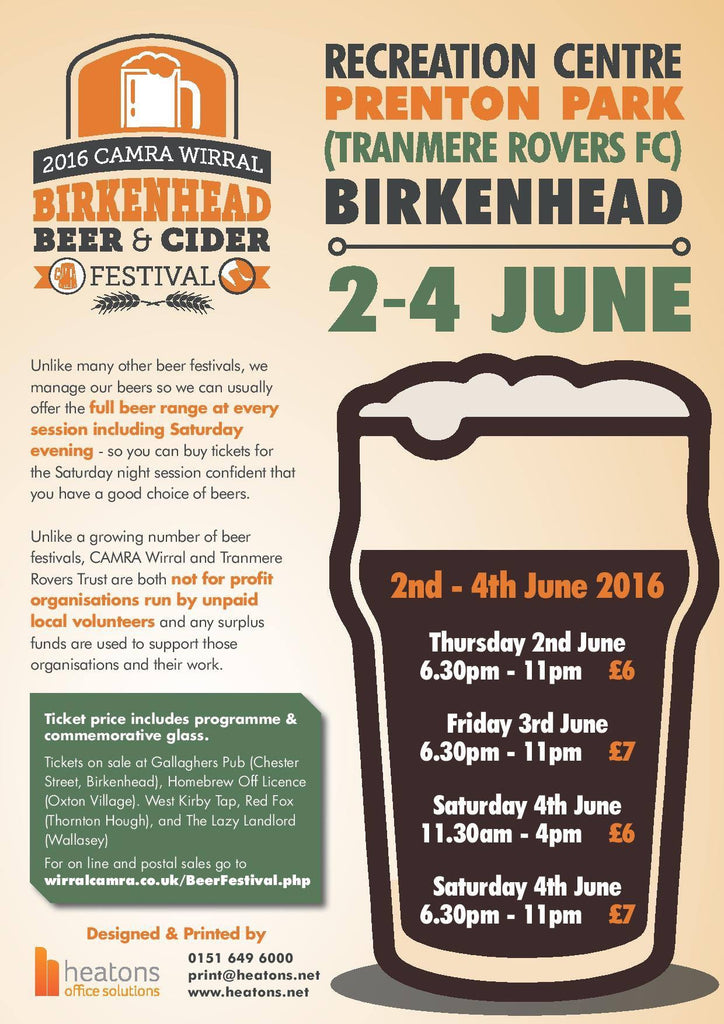 Birkenhead Beer & Cider Festival - Update 23rd May 2016
